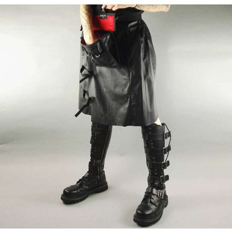 Black Gothic Biker Rock Star Steampunk Metal Scottish Kilt Skirt 